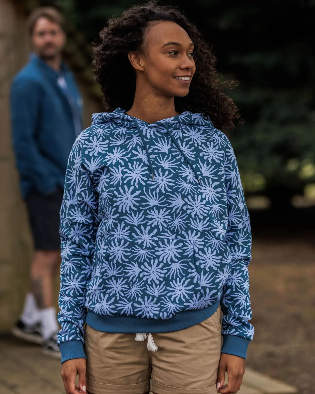 Discount Arame Bio-Baumwoll Hoodie - Seegras/Stahlblau Damen Kapuzenpullover & Sweatshirts