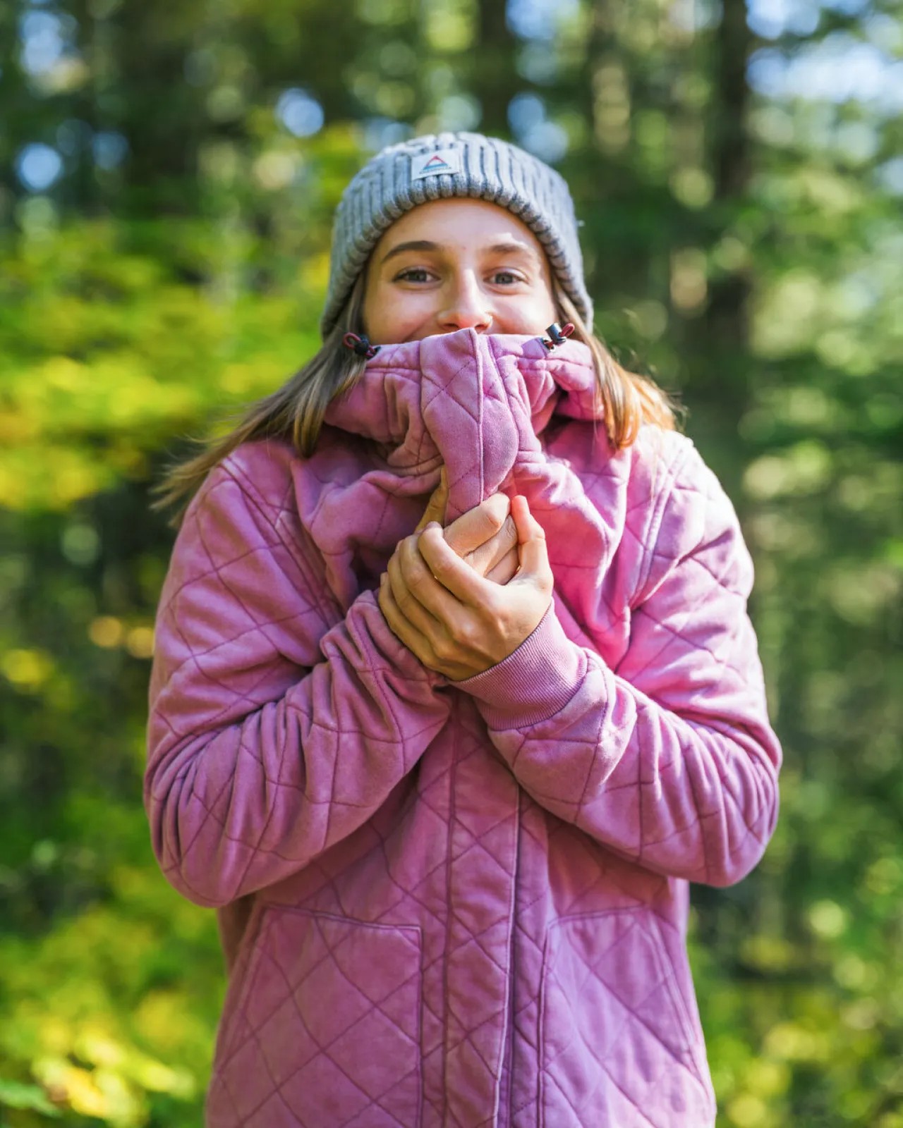 Clearance Clementine Recycelter Gesteppter Kapuzenpullover knöpfbar - Mauvefarbener Dunst Damen Kapuzenpullover & Sweatshirts