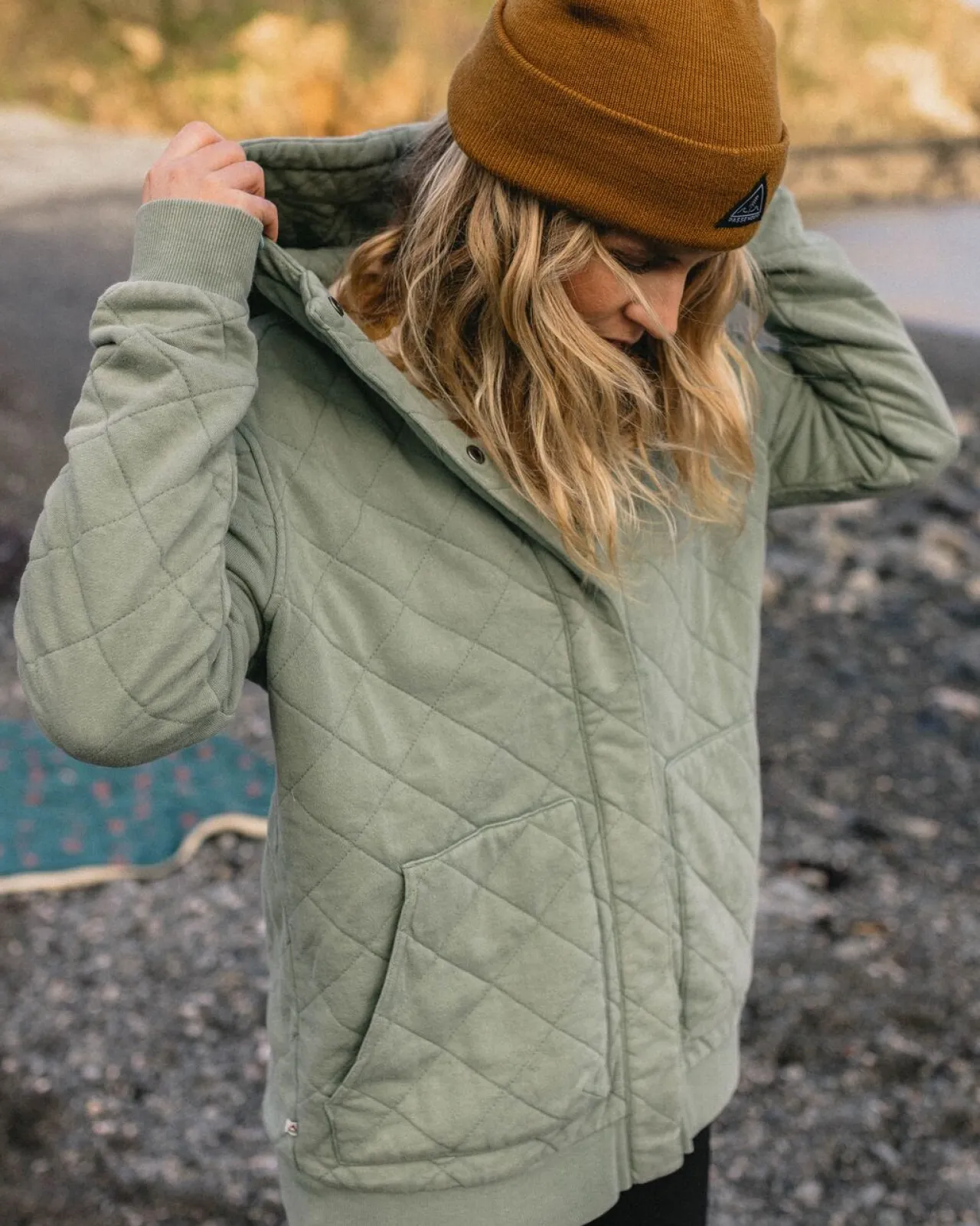 Clearance Clementine Recycelter Gesteppter Kapuzenpullover knöpfbar - Damen Kapuzenpullover & Sweatshirts