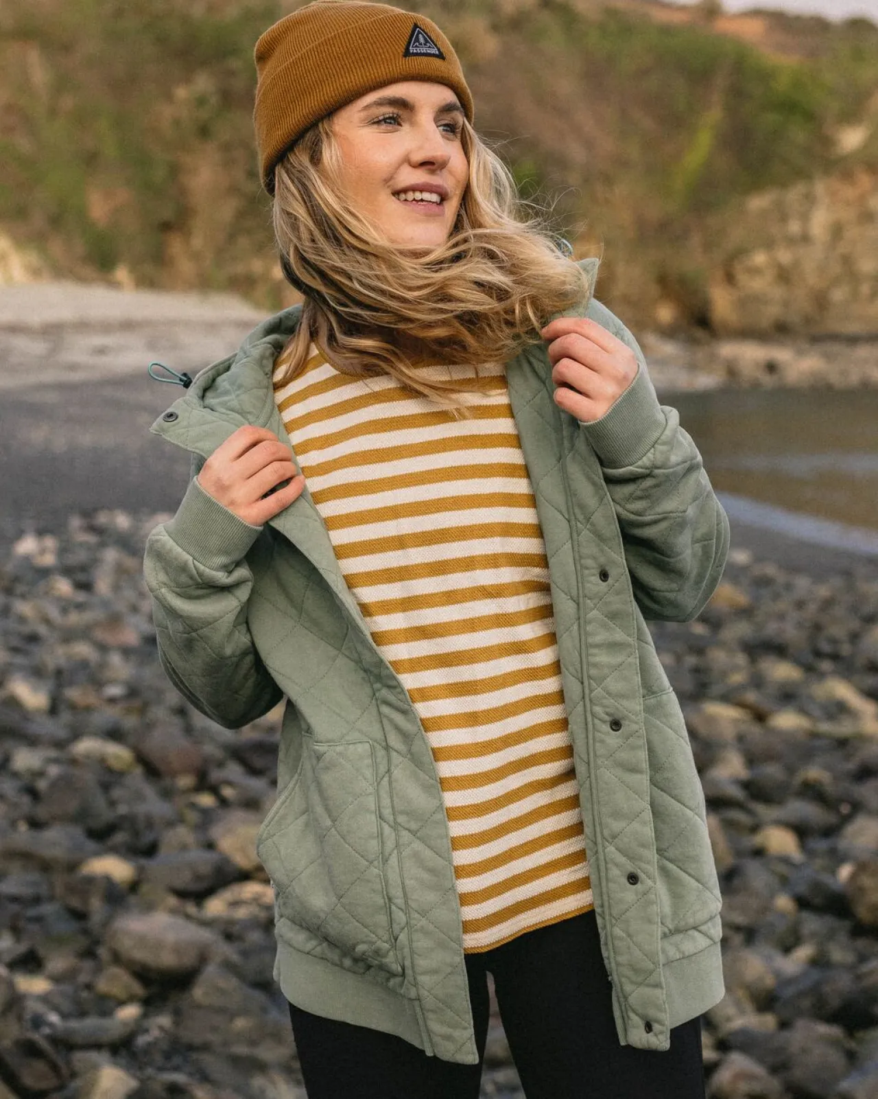 Clearance Clementine Recycelter Gesteppter Kapuzenpullover knöpfbar - Damen Kapuzenpullover & Sweatshirts