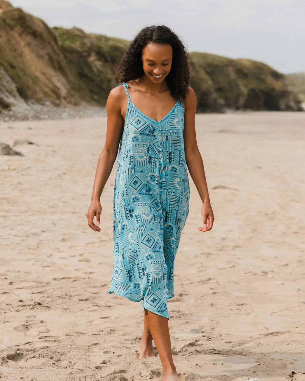 Flash Sale Copetín Jumpsuit - Vintage Patchwork Blau Pool Damen Kleider & Röcke | Jumpsuits & Playsuits