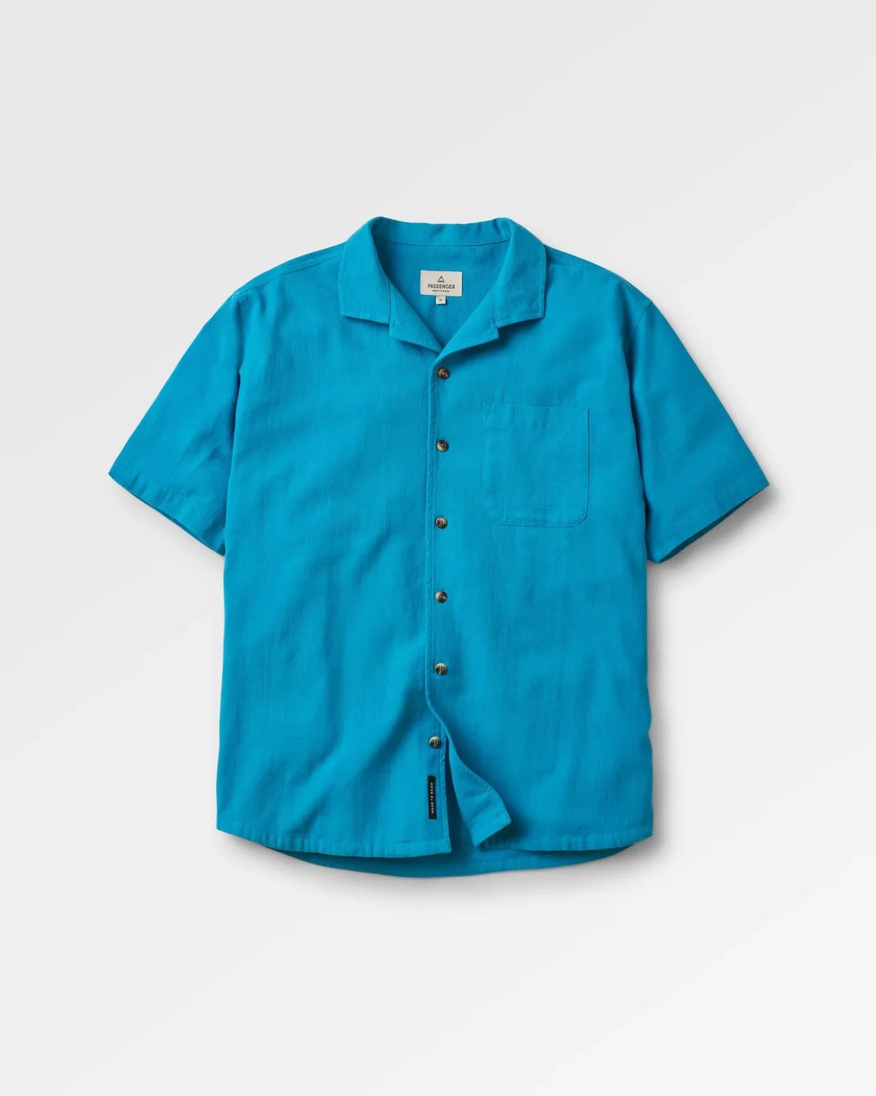 Online Cove Bio-Baumwolle Kurzarmhemd - Blauer Pool Herren Hemden