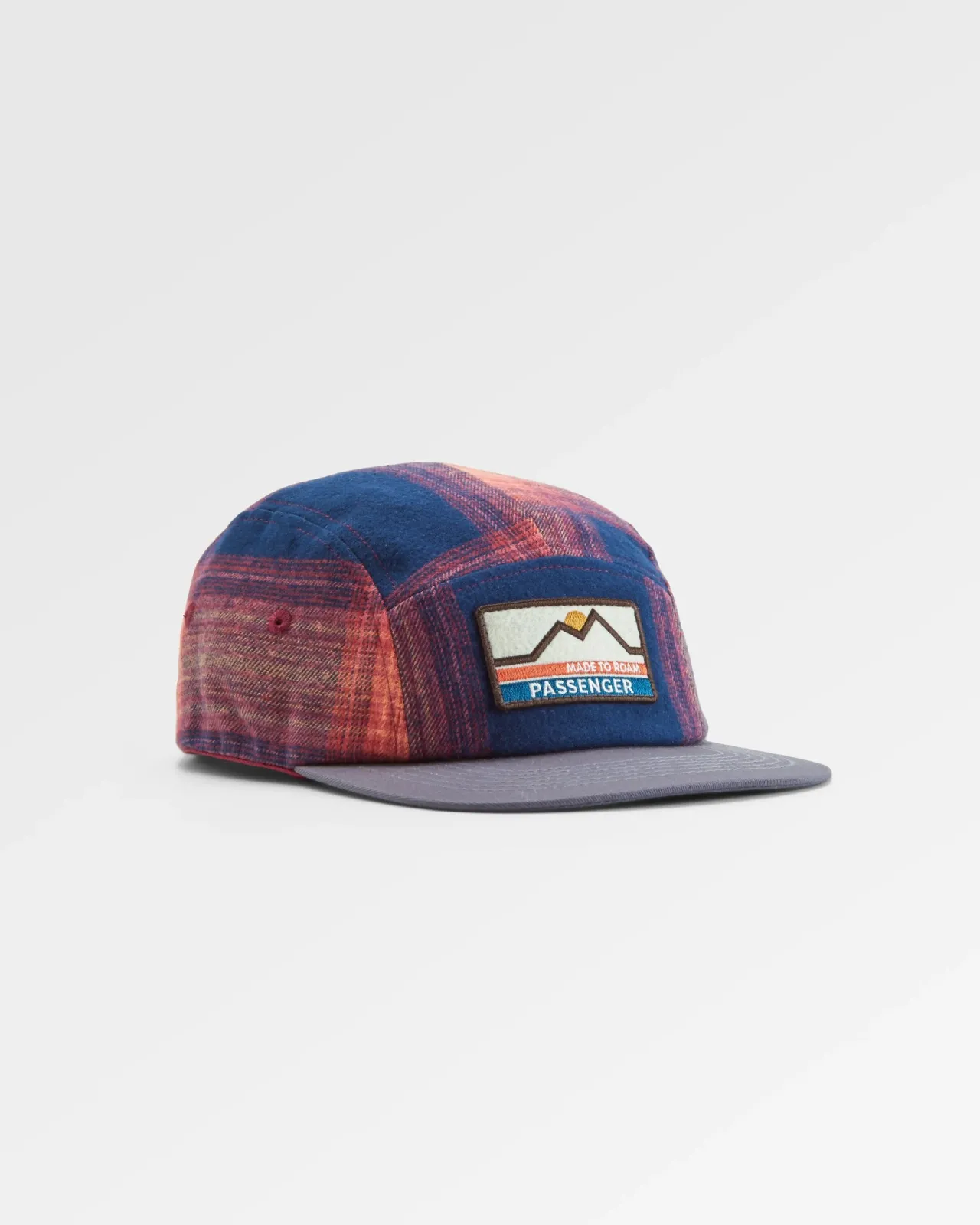 Best Sale Fixie Recyceltes Flanell 5-Panel-Cap - Reiches Marineblau/ Roter Ocker Karo Herren Kappen & Hüte | Kappen & Hüte