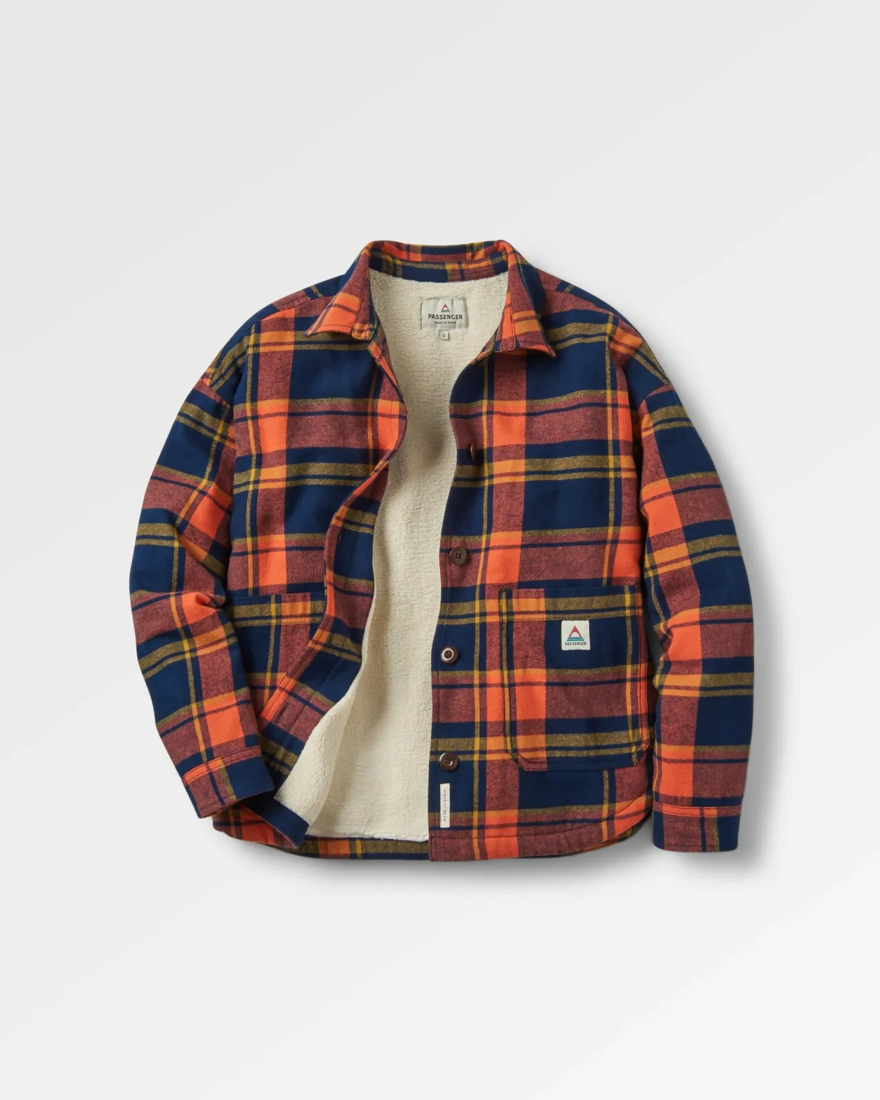 Sale Flint Bio-Baumwoll Overshirt - Tiefes Marineblau/Verbranntes Orange Damen Hemden | Hemdjacken