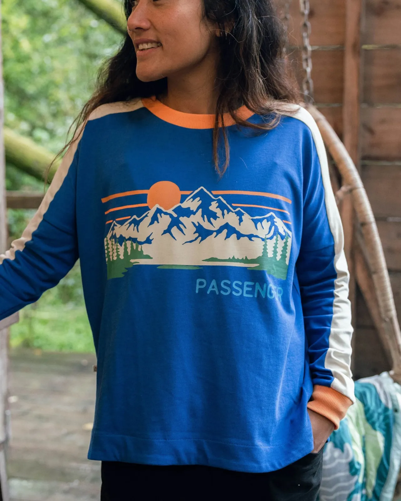 Shop Hilltop Organic Cotton LS T-Shirt - Azure Blue Damen Oberteile & T-shirts