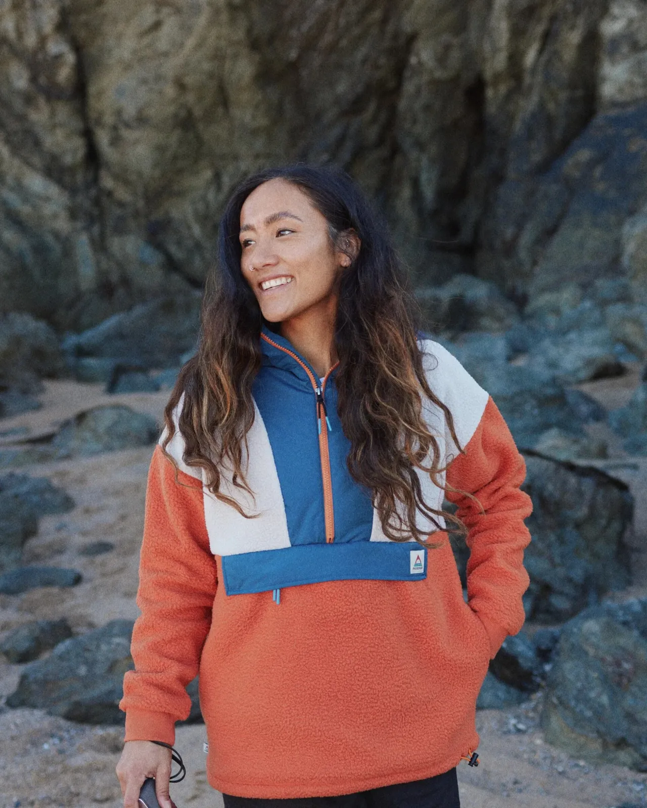 Shop Maren 1/2 Zip Recyceltes Sherpa-Fleece - Gebranntes Orange Damen Fleece | Fleece