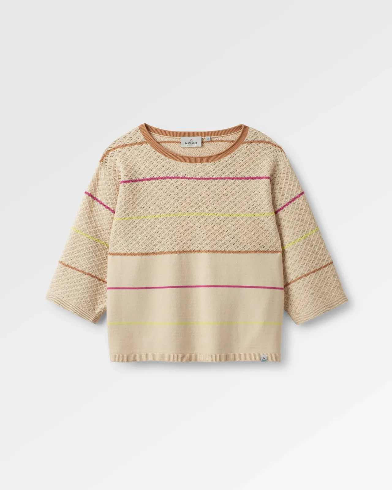 New Migrate Organischer Gestrickter Pullover - Haferflocke Multi Streifen Damen Strickwaren