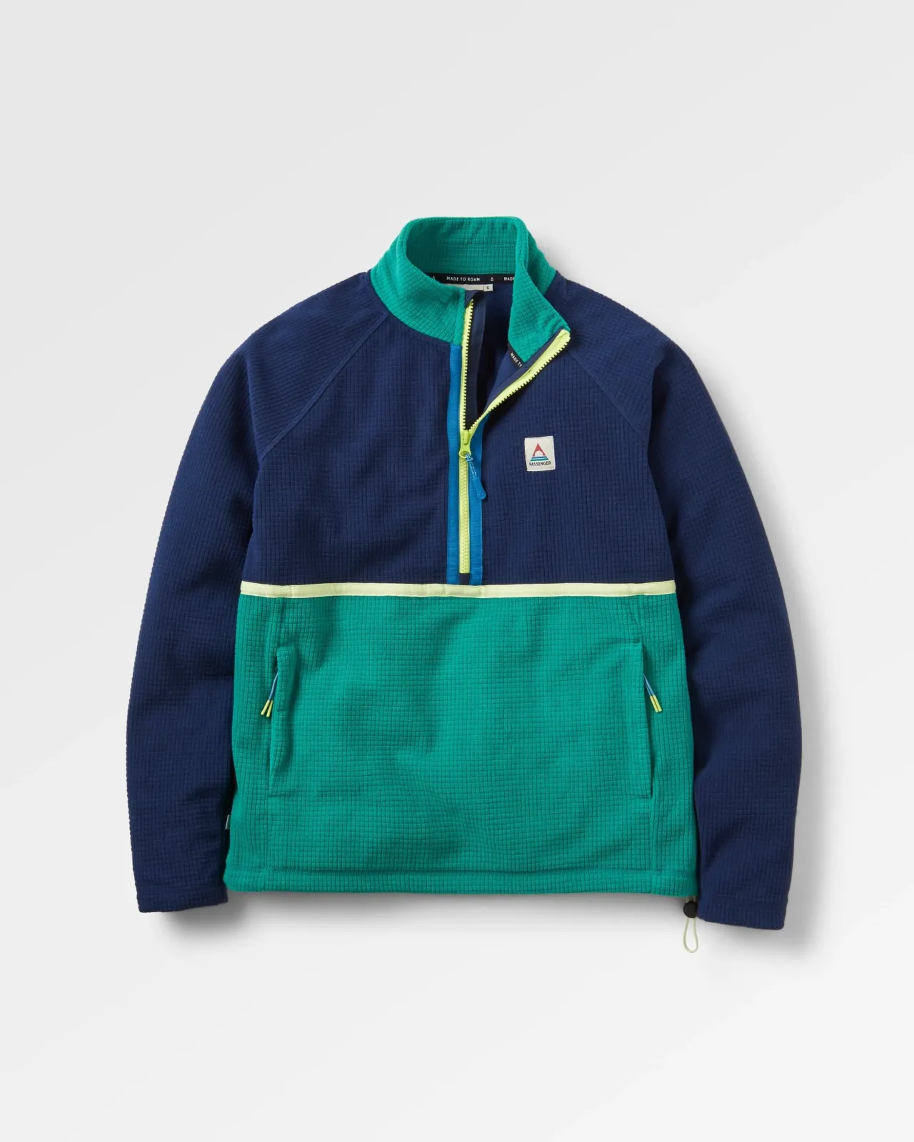 Sale Off Trail recycelter Grid-Polarfleece - Sattes Marineblau/Grüner See Damen Oberteile