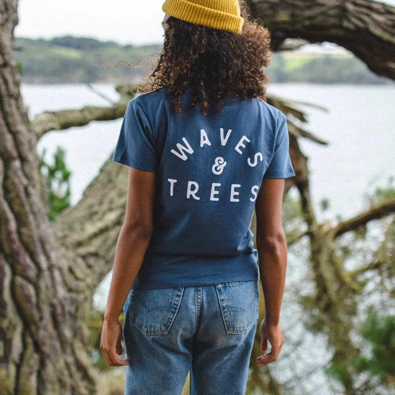 Fashion Penida recyceltes Baumwoll-T-Shirt - Dunkler Denim Damen Oberteile & T-shirts