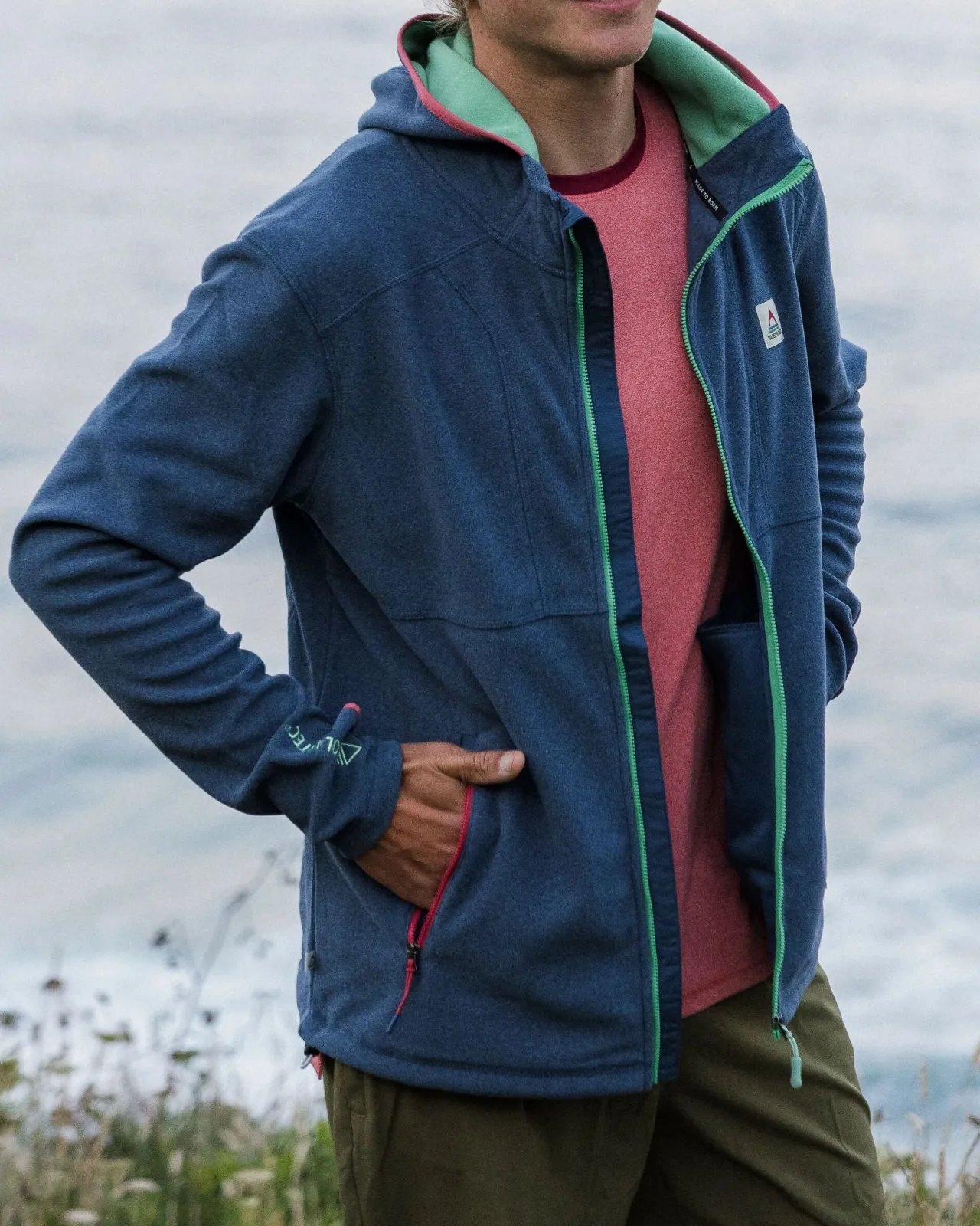 Online Pinegrove recyceltes Polartec® Fleece Hoodie - Dunkel Meliertes Denim Herren Oberteile