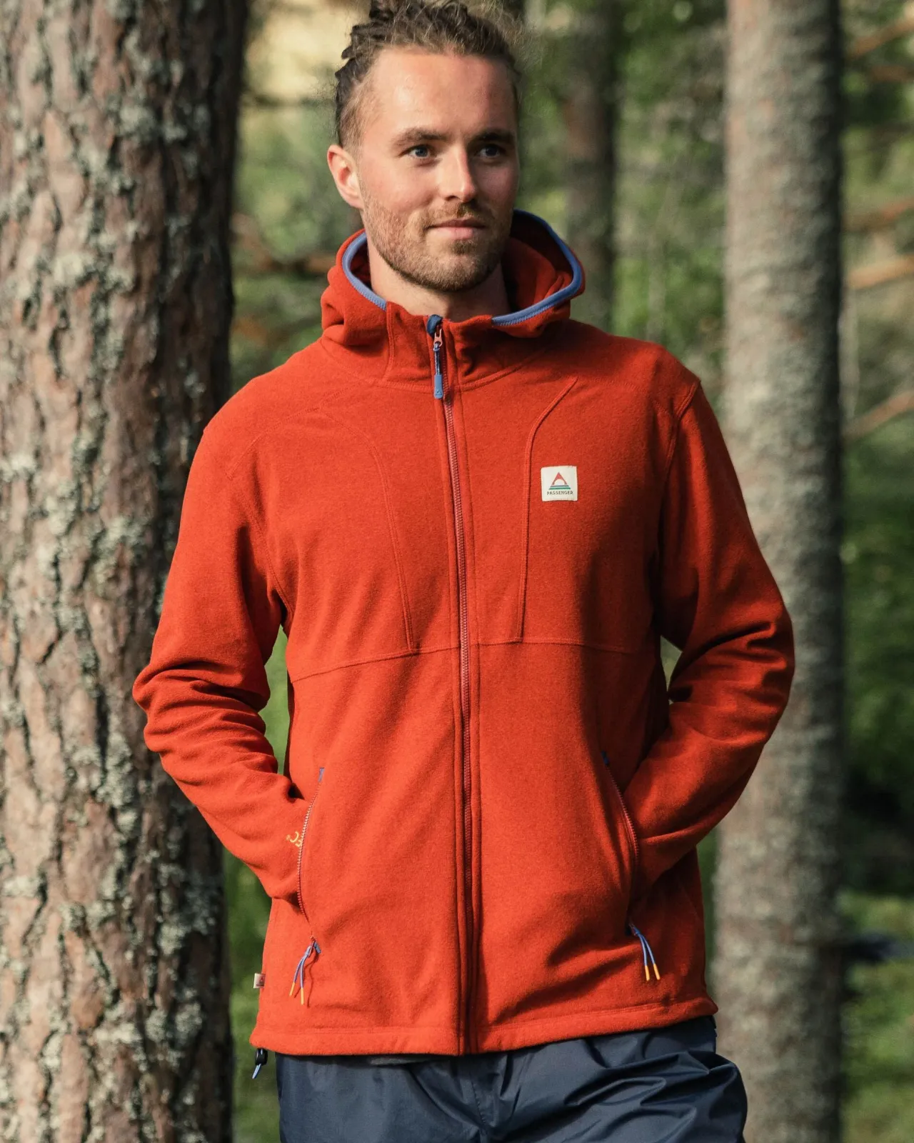 Discount Pinegrove recyceltes Polartec® Fleece Hoodie - Roter Ocker Herren Kapuzenpullover & Sweatshirts | Oberteile