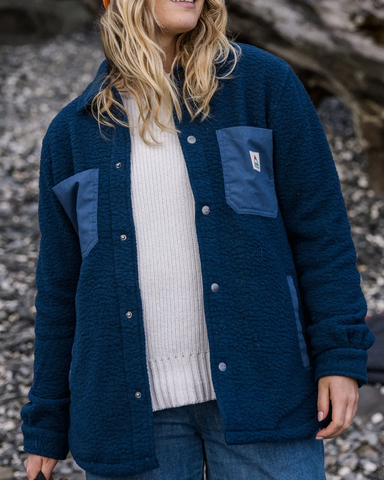 Flash Sale Rappel Recyceltes Sherpa Oversized Hemd - Dunkler Denim Damen Hemden | Fleece