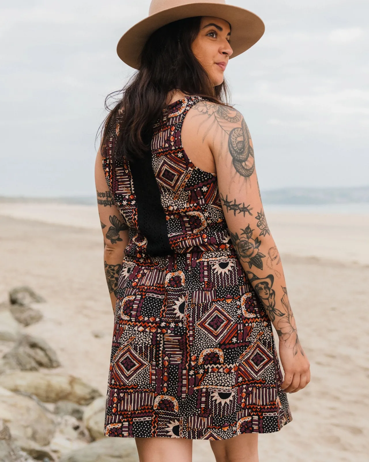 Online Rivergate recyceltes Baumwollkleid - Vintage Patchwork Schwarz/Mehrfarbig Damen Kleider & Röcke