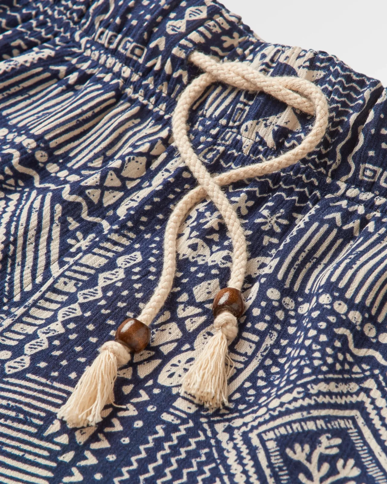 Shop Santosa Gewebte Shorts - Vintage Patchwork Marineblau Damen Kurze Hosen