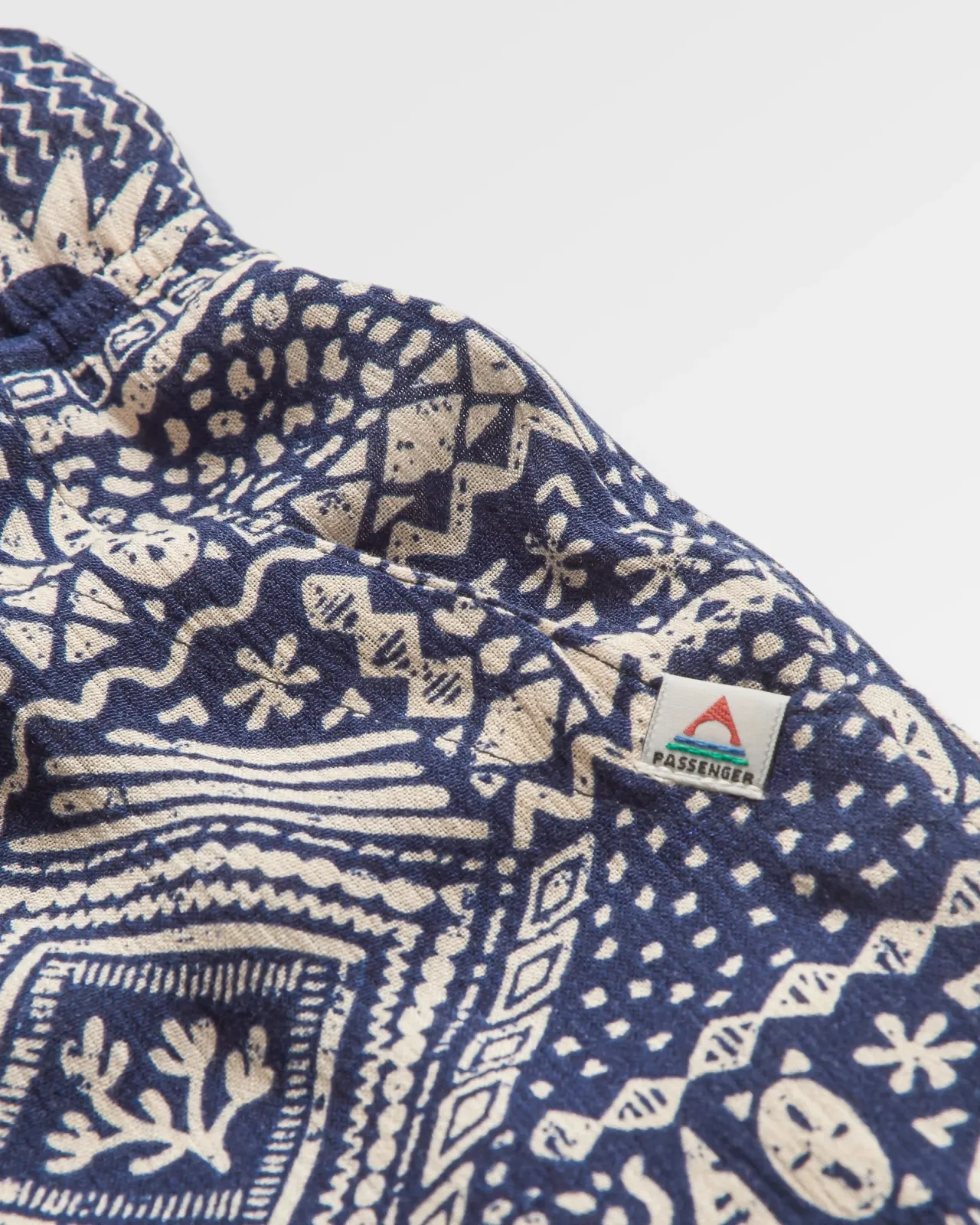 Shop Santosa Gewebte Shorts - Vintage Patchwork Marineblau Damen Kurze Hosen