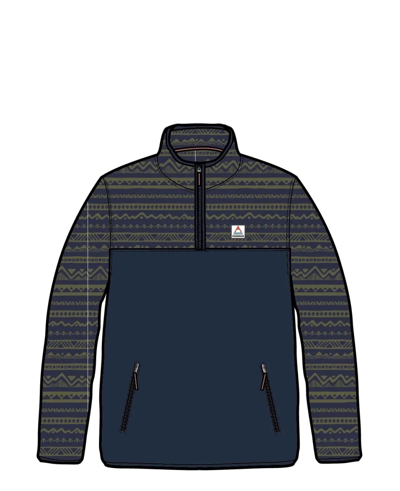 set_off_recycelter_polar__zip_fleece__berg_geo_khakireiches_marineblau_6.webp Online Set Off recycelter Polar 1/4 Zip Fleece - Berg Geo Khaki/Reiches Marineblau Herren Fleece | Fleece