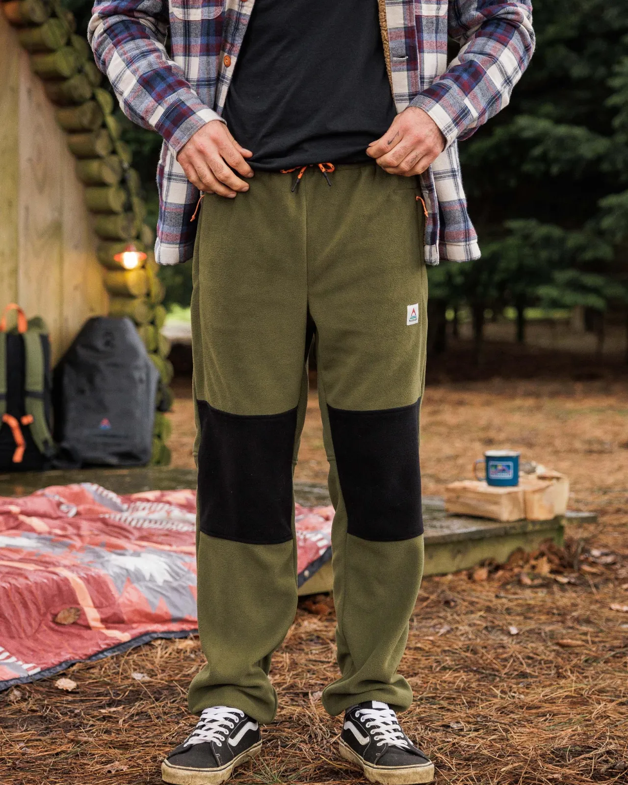 Discount Set off recycelter Polar-Fleece-Jogger - Echtes Schwarz/ Khaki Herren Hosen