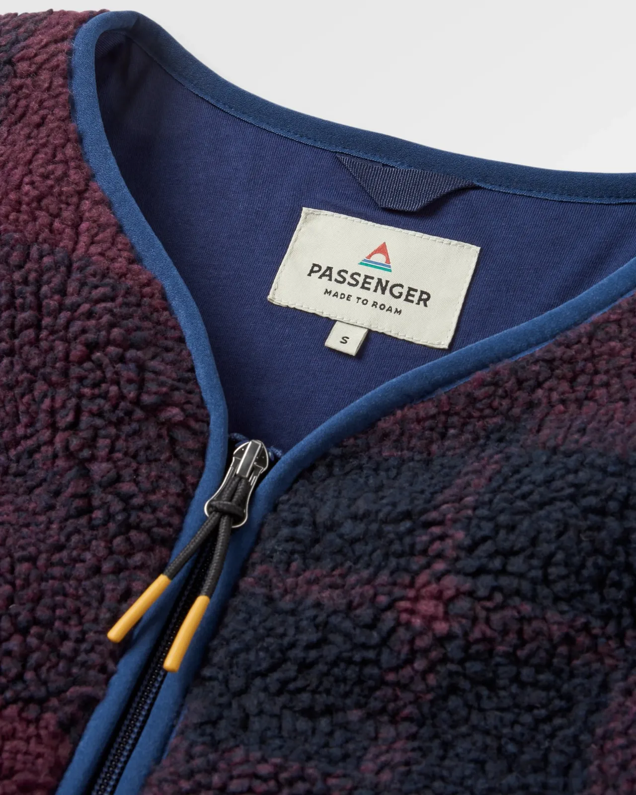 New Tawny recycelte Deep-Pile Sherpa-Jacke - Tiefe Pflaume/Tiefes Marine Karo Damen Fleece | Fleece