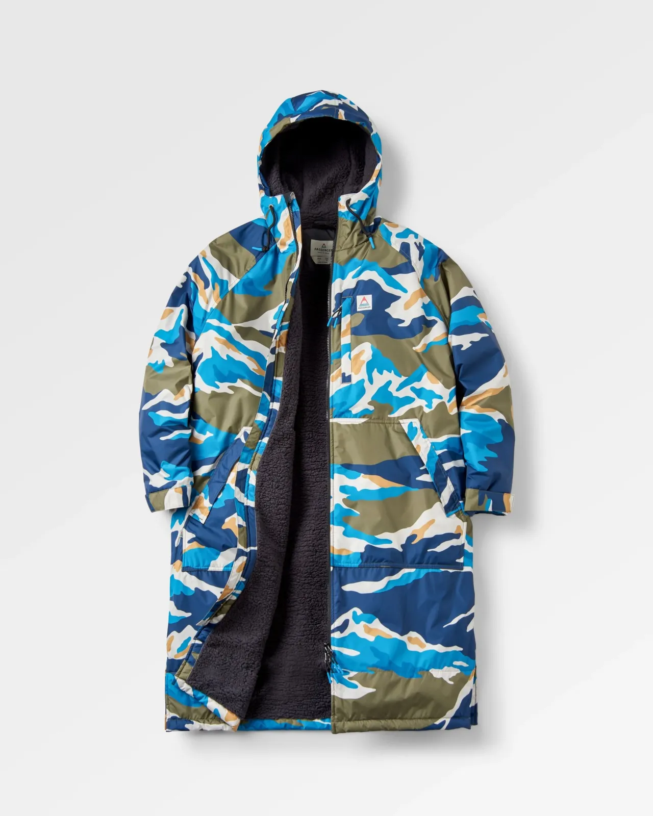 Online Waves Recycelter Sherpa Gefütterter Surf-Poncho - Bergszenen- Surf-ponchos | Surf-ponchos