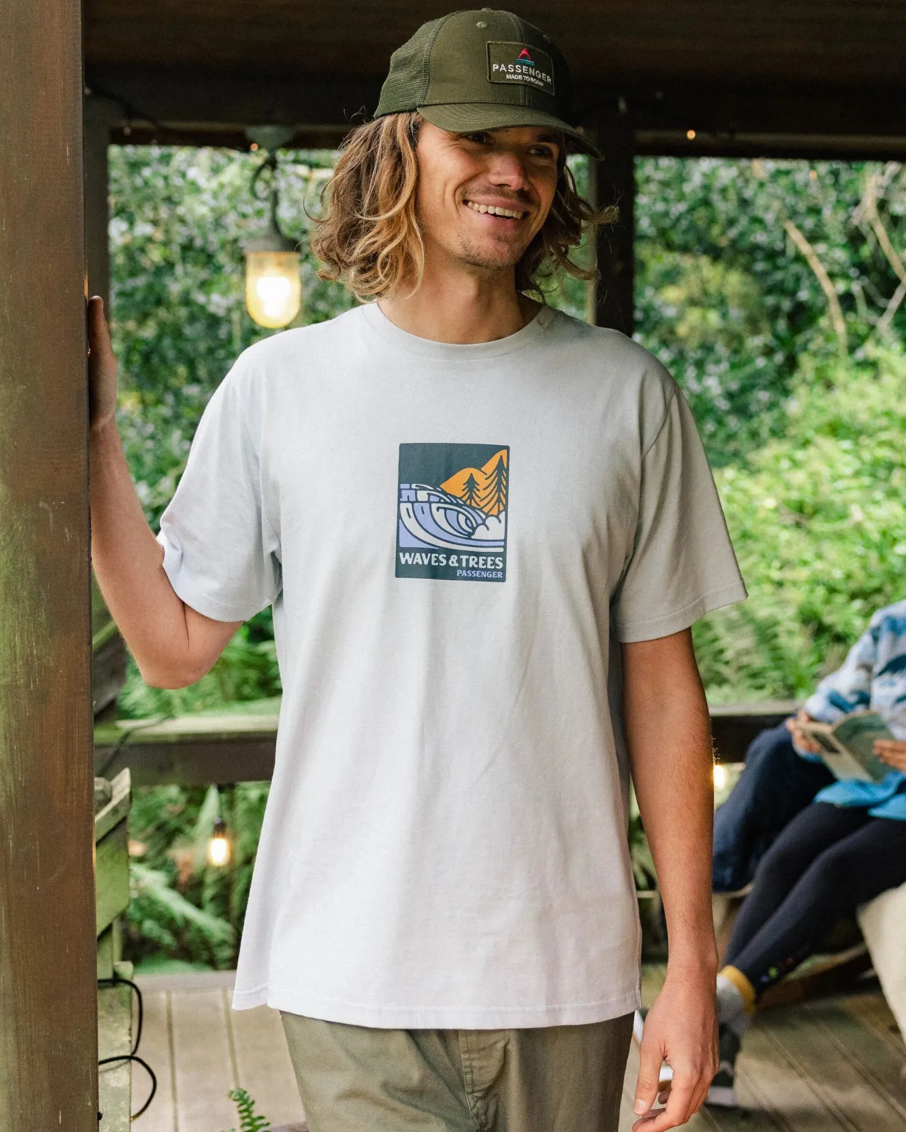 Store Waves u0026 Trees Bio-Baumwoll-T-Shirt - Grau Blau Herren T-shirts & Tanktops
