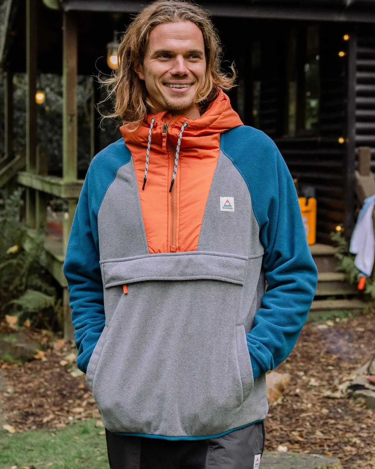 woodland_kapuzenpullover_mit__reiverschluss_aus_recyceltem_polarfleece__graumeliert__gezeitenblau_4.webp Clearance Woodland Kapuzenpullover mit 1/2 Reißverschluss aus recyceltem Polarfleece - Graumeliert / Gezeitenblau Herren Fleece | Fleece